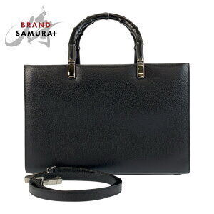 GUCCI Bamboo black leather bag handbags tote bags shoulder
